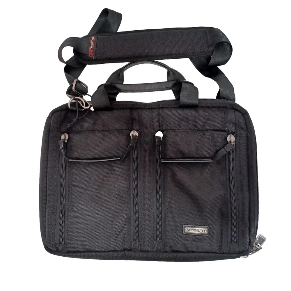 Mobil It Black Laptop Bag Padded, Seatbelt loops Durable Fabric Like New…